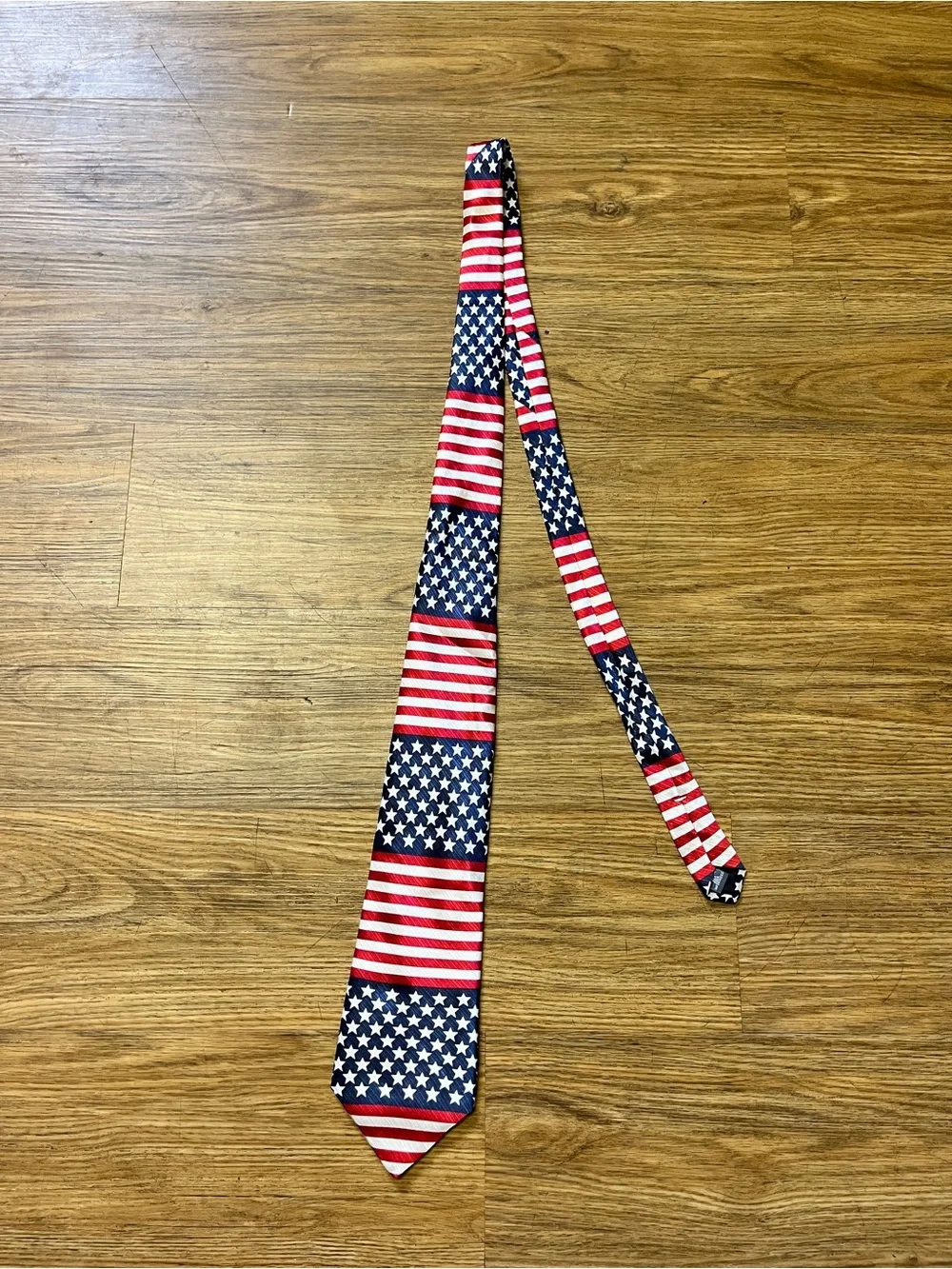 American Traditions USA Flag Silk Tie Patriotic Stars Stripes Red White Blue Men